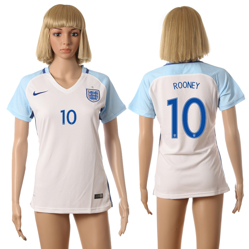 England 10 ROONEY Home Women UEFA Euro 2016 Soccer Jersey