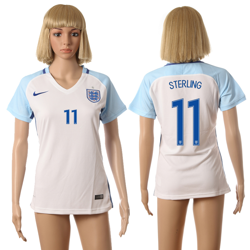 England 11 STERLING Home Women UEFA Euro 2016 Soccer Jersey