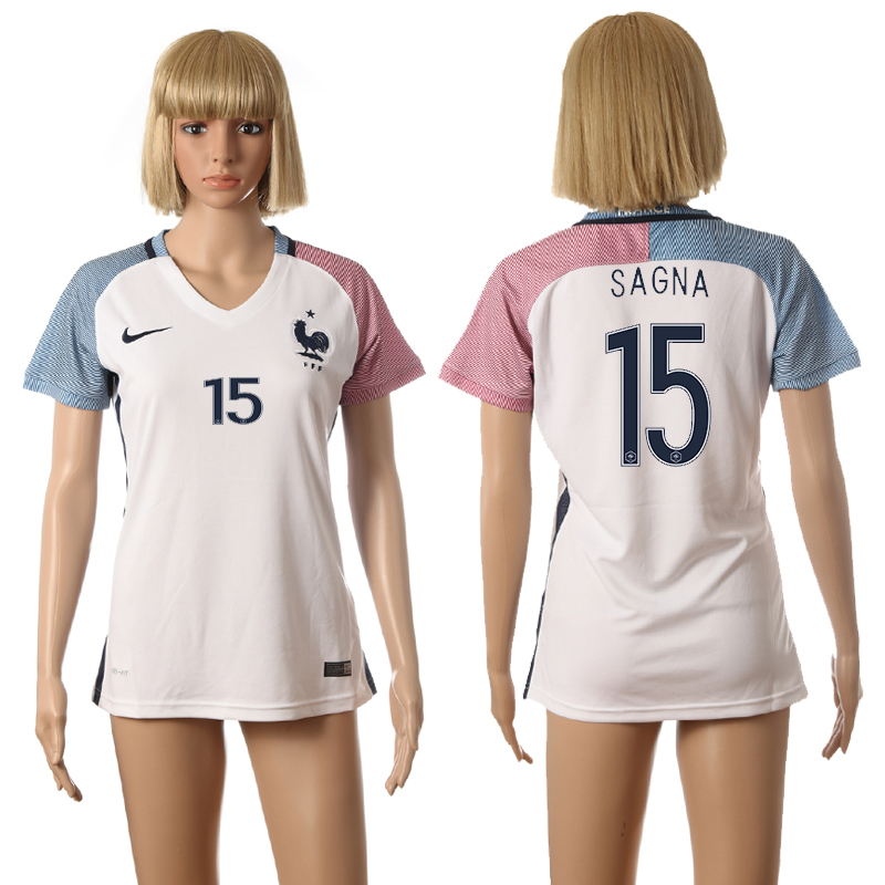 France 15 SAGNA Away Women UEFA Euro 2016 Soccer Jersey