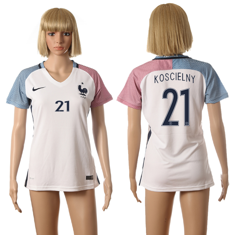France 21 KOSCIELNY Away Women UEFA Euro 2016 Soccer Jersey