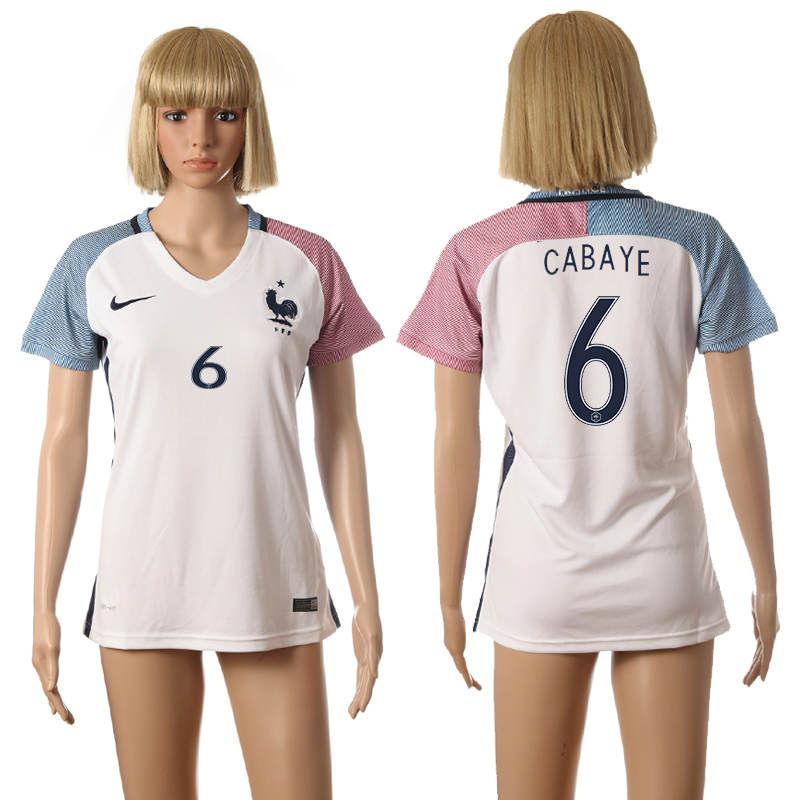 France 6 CABAYE Away Women UEFA Euro 2016 Soccer Jersey