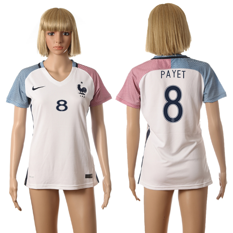 France 8 PAYET Away Women UEFA Euro 2016 Soccer Jersey
