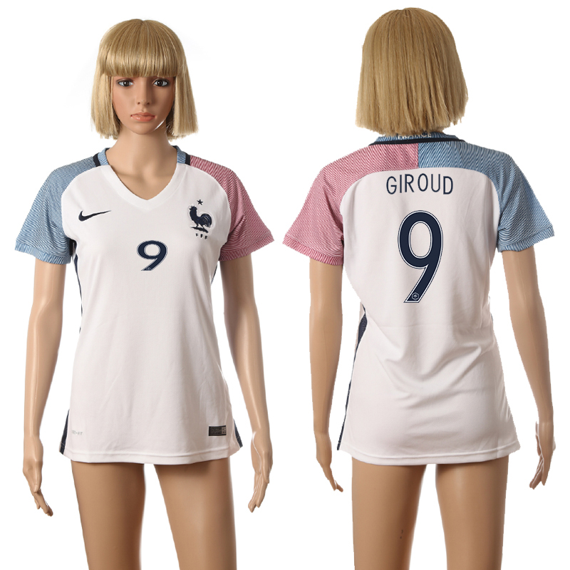 France 9 GIROUD Away Women UEFA Euro 2016 Soccer Jersey