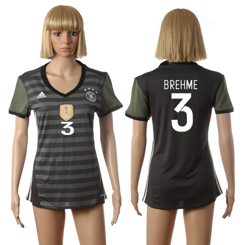 Germany 3 BREHME Away UEFA Euro 2016 Women Soccer Jersey