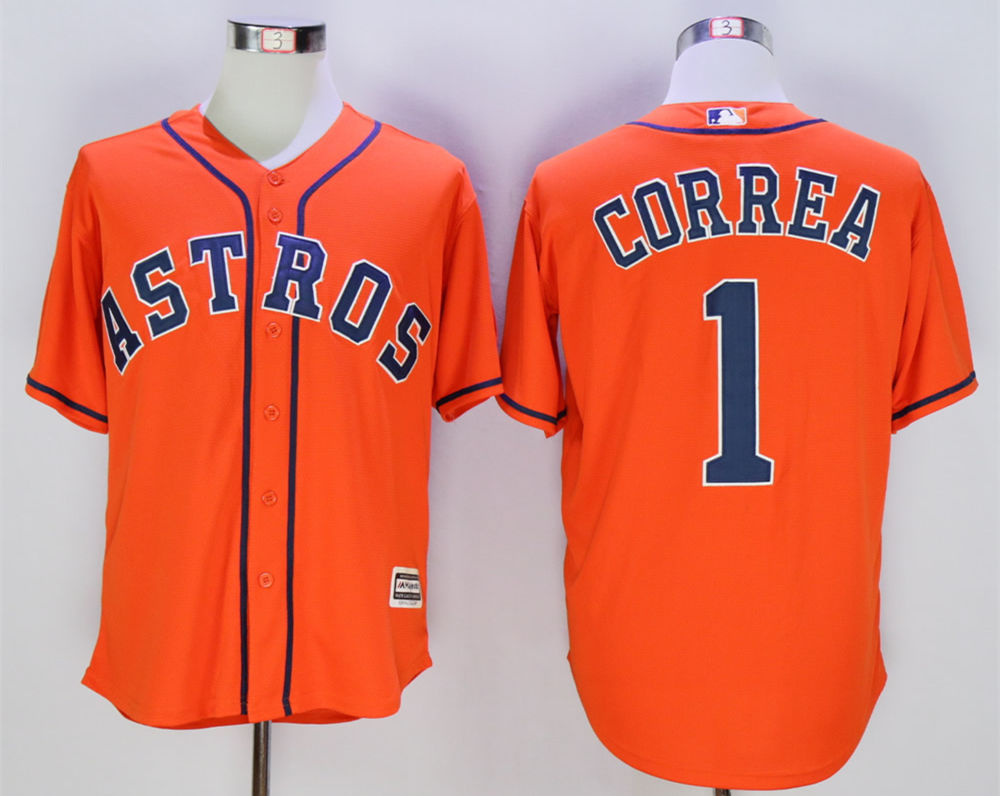 Astros 1 Carlos Correa Orange New Cool Base Jersey