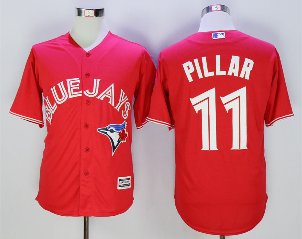 Blue Jays 11 Kevin Pillar Red Canada Day 40th Anniversary New Cool Base Jersey