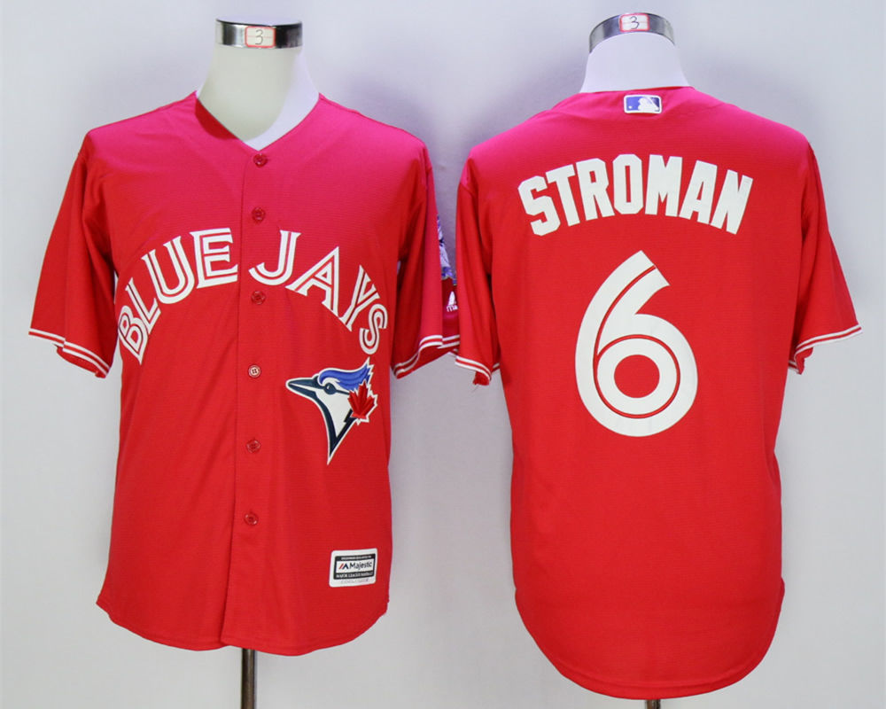 Blue Jays 6 Marcus Stroman Red Canada Day 40th Anniversary New Cool Base Jersey