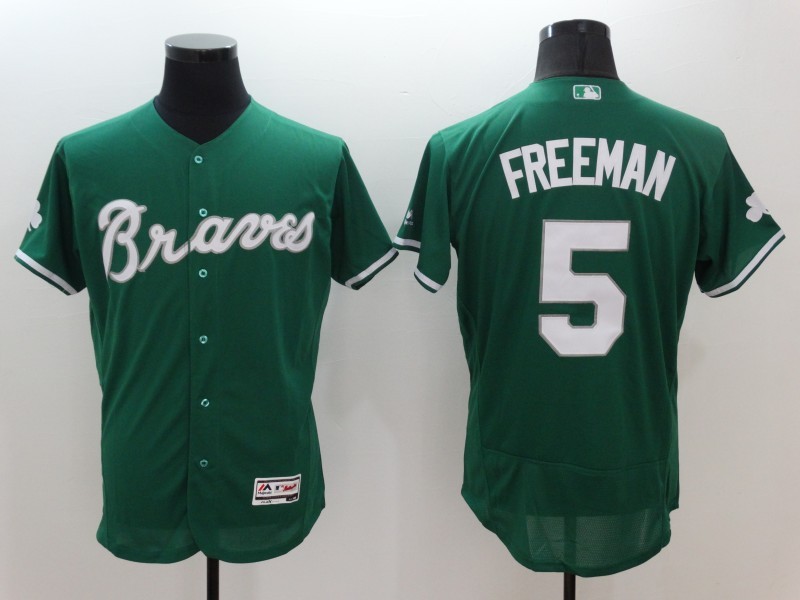 Braves 5 Freddie Freeman Green Celtic Flexbase Jersey - Click Image to Close