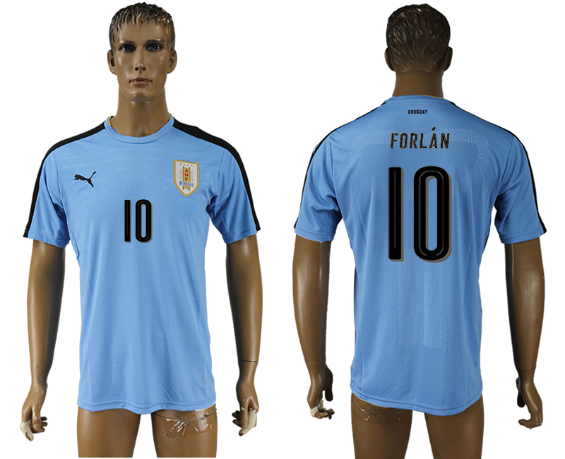 2016-17 Uruguay 10 FORLAN Home Thailand Soccer Jersey