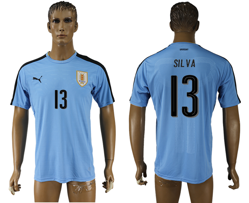 2016-17 Uruguay 13 SILVA Home Thailand Soccer Jersey