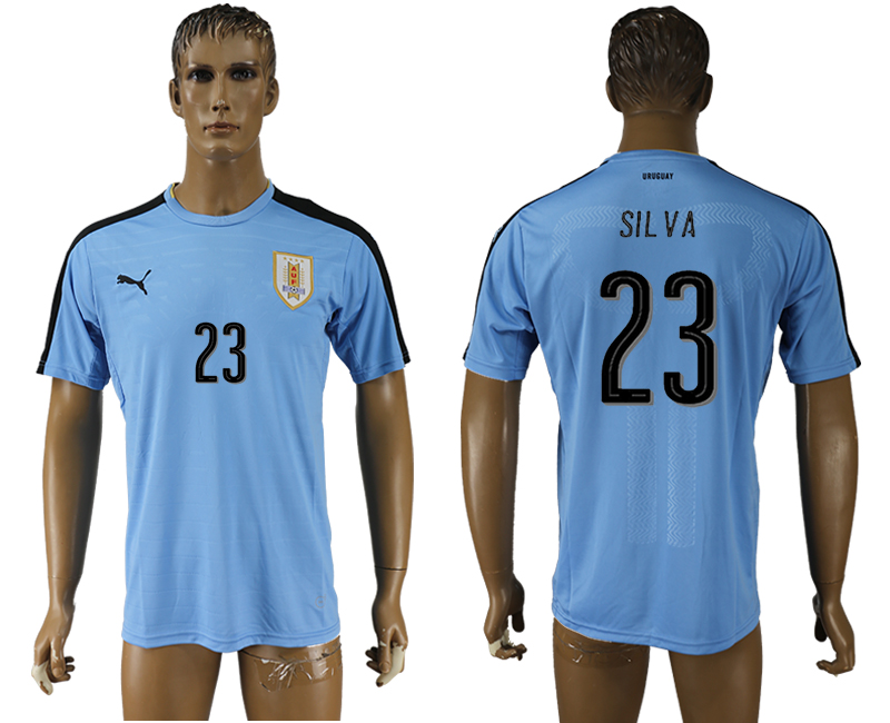 2016-17 Uruguay 23 SILVA Home Thailand Soccer Jersey