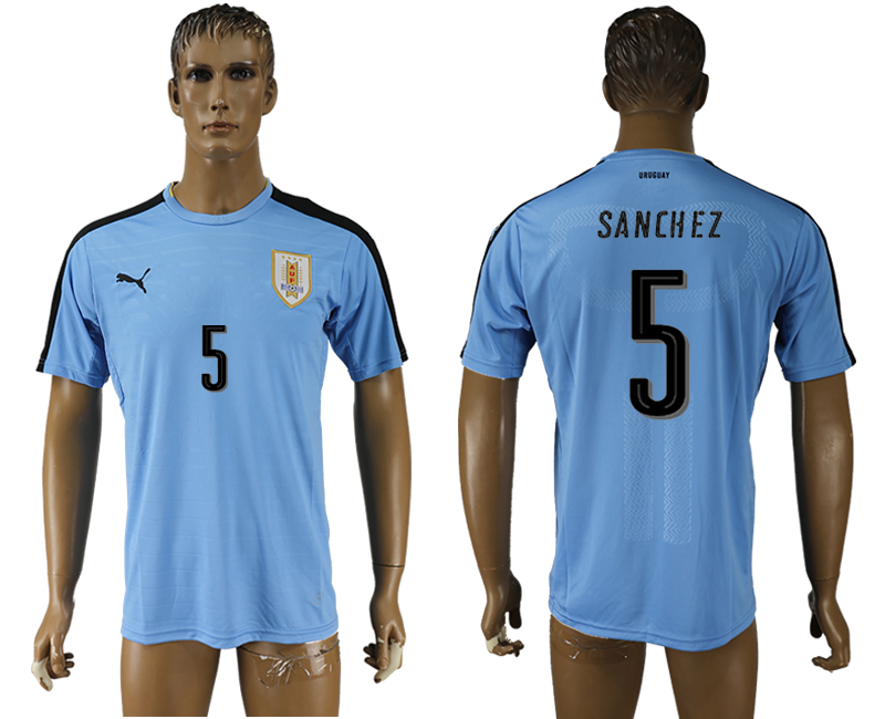 2016-17 Uruguay 5 SANCHEZ Home Thailand Soccer Jersey