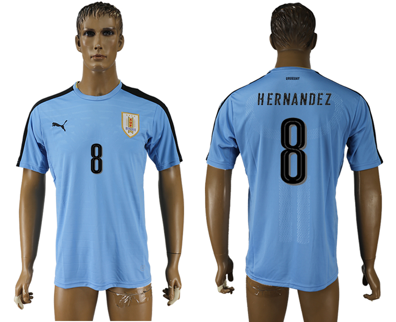 2016-17 Uruguay 8 HERNANDEZ Home Thailand Soccer Jersey
