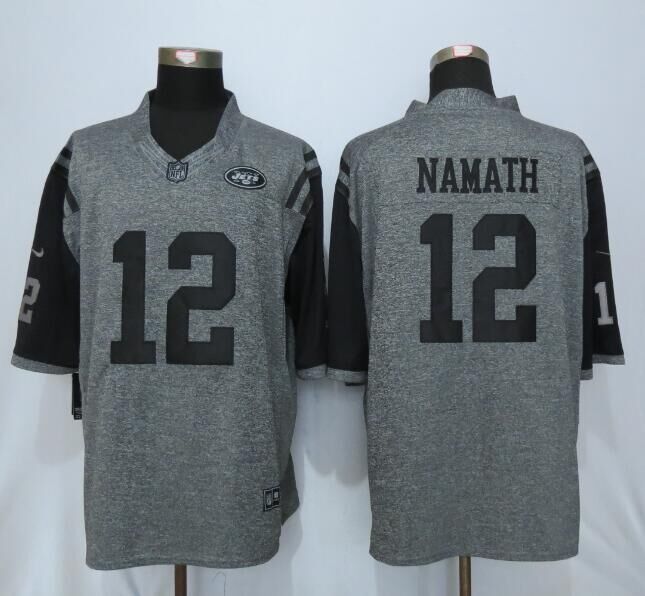 Nike Jets 12 Joe Namath Gray Gridiron Gray Limited Jersey