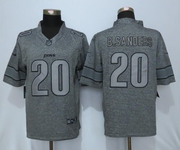 Nike Lions 20 Barry Sanders Gray Gridiron Gray Limited Jersey