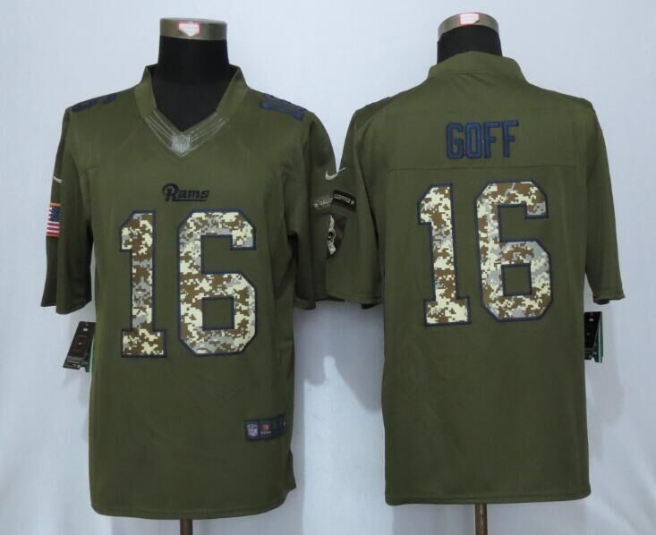 Nike Rams 16 Jared Goff Green Salute To Service Limited Jersey