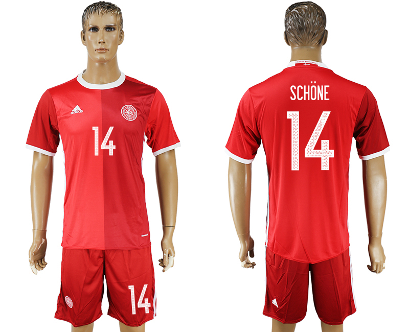 2016-17 Denmark 14 SCHONE Home Soccer Jersey
