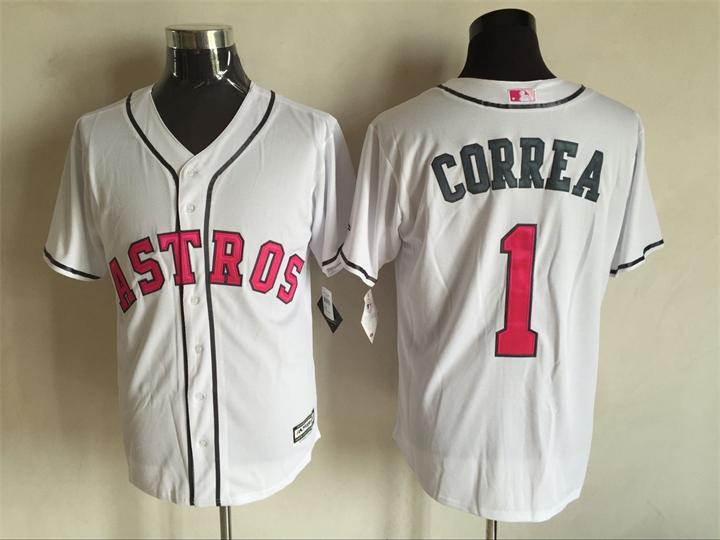 Astros 1 Carlos Correa White 2016 Mother's Day New Cool Base Jersey