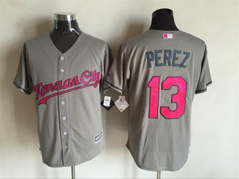 Royals 13 Salvador Perez 2016 Mother's Day New Cool Base Jersey - Click Image to Close