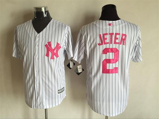 Yankees 2 Derek Jeter White 2016 Mother's Day New Cool Base Jersey