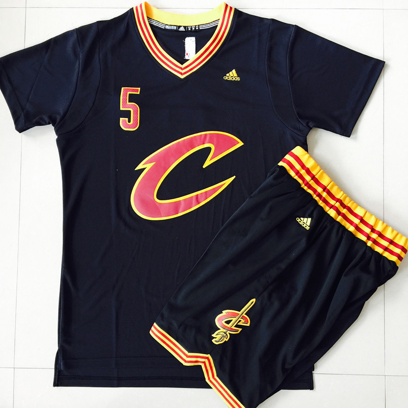 Cavaliers 5 J.R. Smith Black Short Sleeve Swingman Jersey(With Shorts) - Click Image to Close