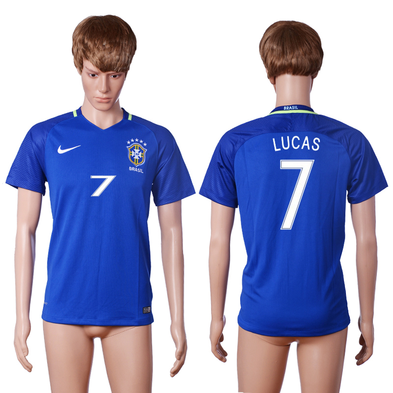 2016-17 Brazil 7 LUCAS Away Thailand Soccer Jersey 2016-17 Brazil 7 LUCAS Away Thailand Soccer Jersey