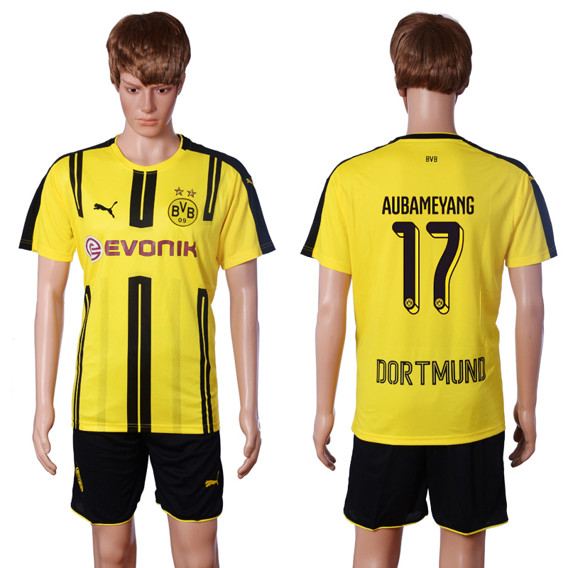 2016-17 Dortmund 17 AUBAMEYANG Home Soccer Jersey