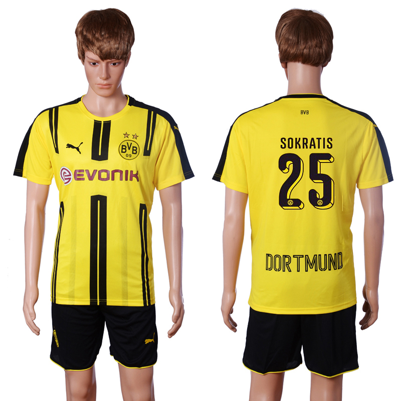 2016-17 Dortmund 25 SOKRATIS Home Soccer Jersey
