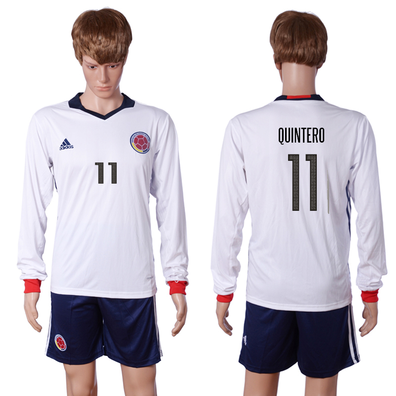 Colombia 11 QUINTERO 2016 Copa America Centenario Long Sleeve Soccer Jersey