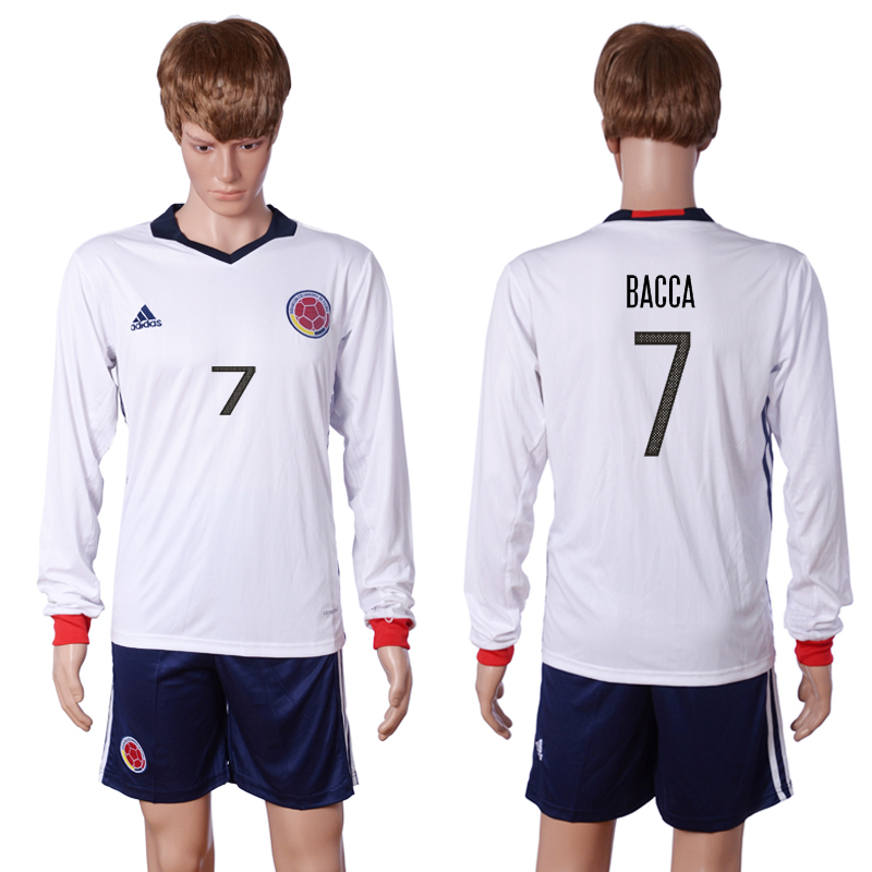 Colombia 7 BACCA 2016 Copa America Centenario Long Sleeve Soccer Jersey