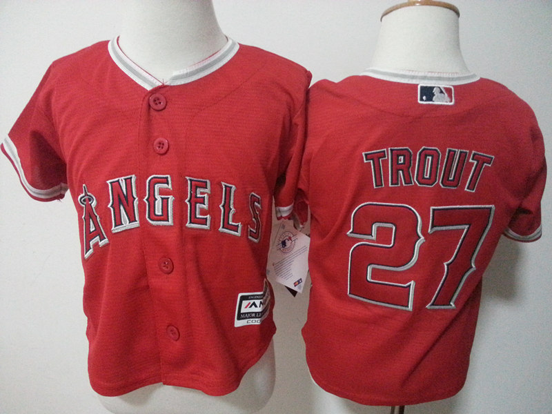 Angels 27 Mike Trout Red Toddler New Cool Base Jersey