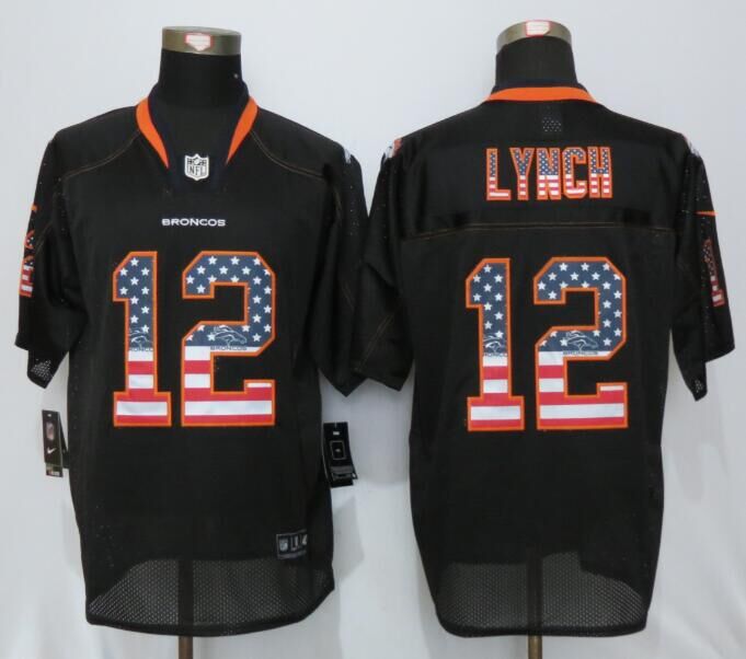 Nike Broncos 12 Paxton Lynch Black USA Flag Elite Jersey