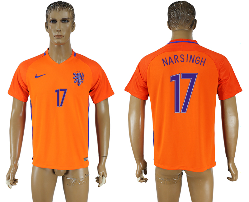 2016-17 Netherlands 17 NARSINGH Home Thailand Soccer Jersey
