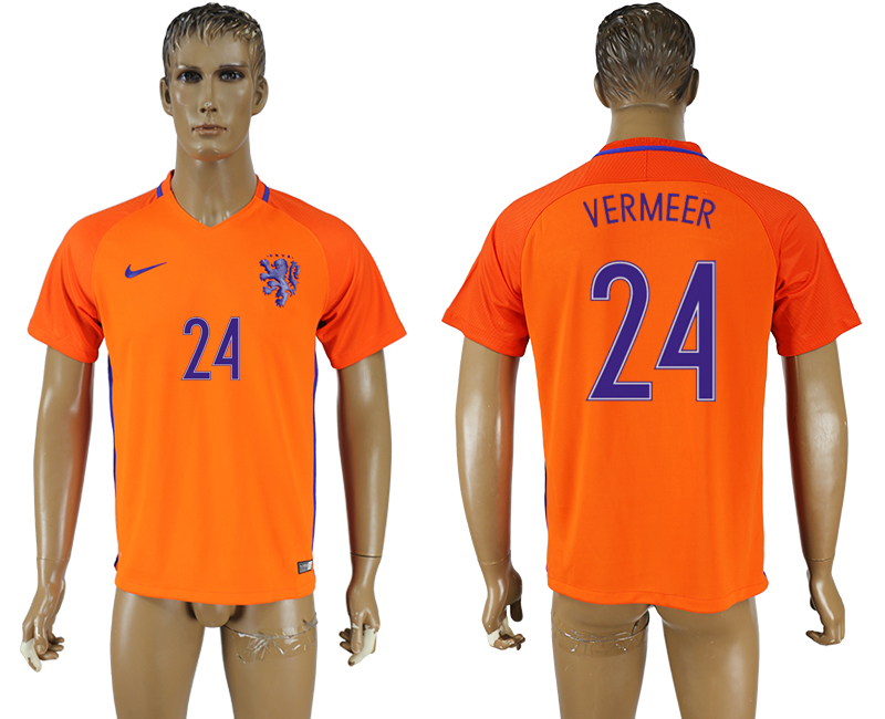 2016-17 Netherlands 24 VERMEER Home Thailand Soccer Jersey