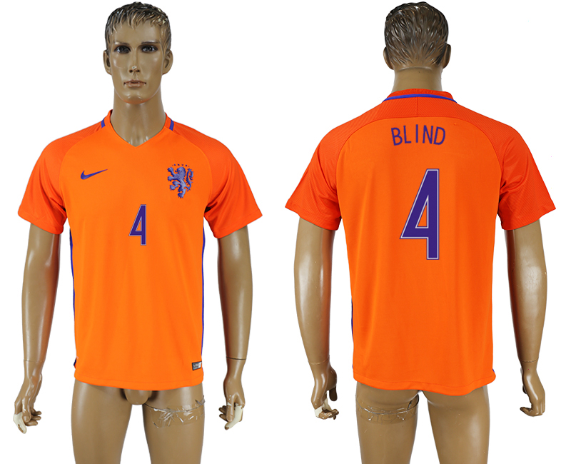 2016-17 Netherlands 4 BLIND Home Thailand Soccer Jersey