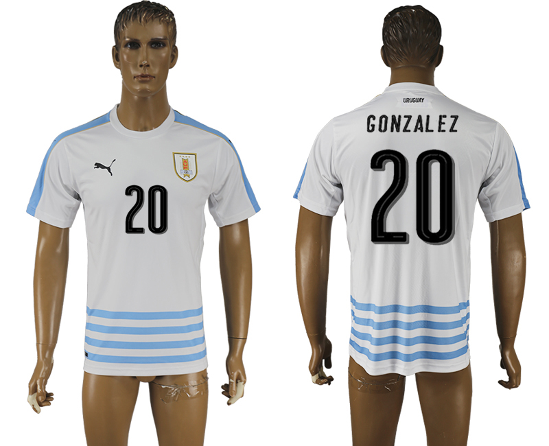2016-17 Uruguay 20 GONZALEZ Away Thailand Soccer Jersey 2016-17 Uruguay 20 GONZALEZ Away Thailand Soccer Jersey
