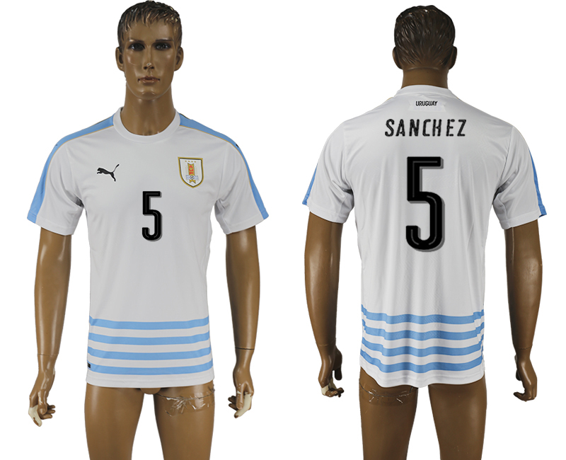 2016-17 Uruguay 5 SANCHEZ Away Thailand Soccer Jersey