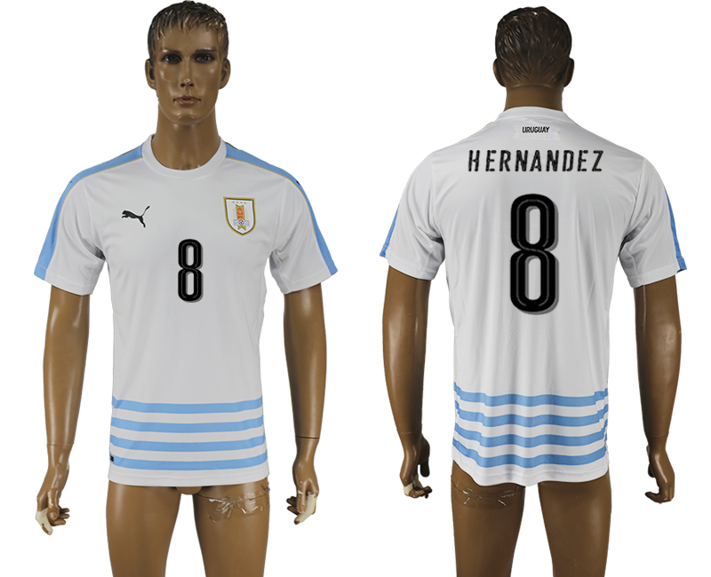 2016-17 Uruguay 8 HERNANDEZ Away Thailand Soccer Jersey