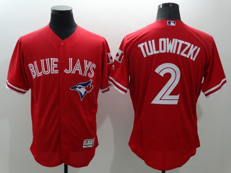 Blue Jays 2 Troy Tulowitzki Red Canada Day Flexbase Jersey