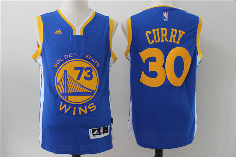 Warriors 30 Stephen Curry 73 Wins Blue Swingman Jersey - Click Image to Close