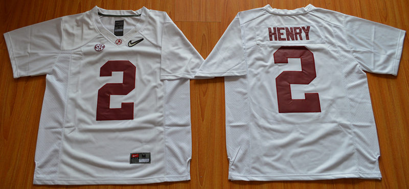 Alabama Crimson Tide 2 Derrick Henry White With Silver Logo Youth College Jersey