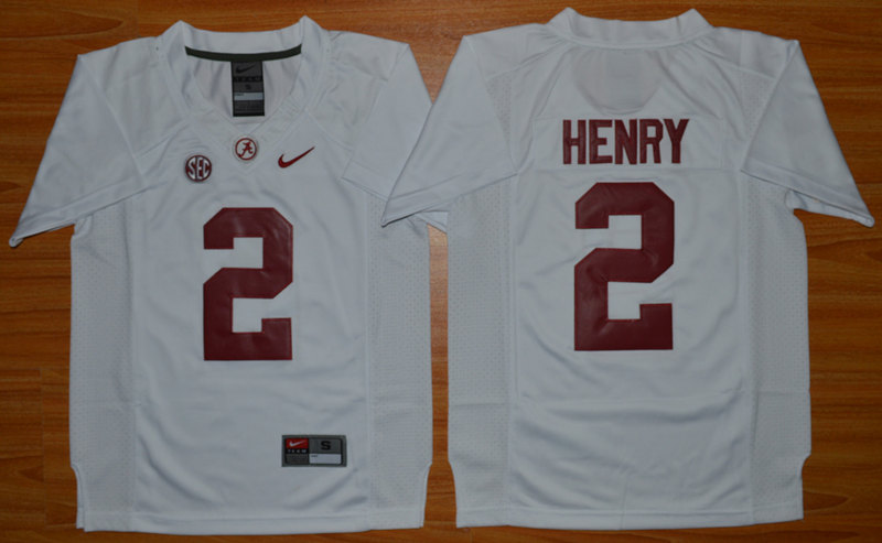 Alabama Crimson Tide 2 Derrick Henry White Youth College Jersey - Click Image to Close