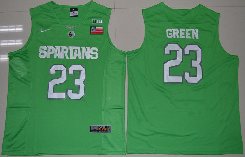 Michigan State Spartans 23 Draymond Green Apple Green College Basketball Jersey