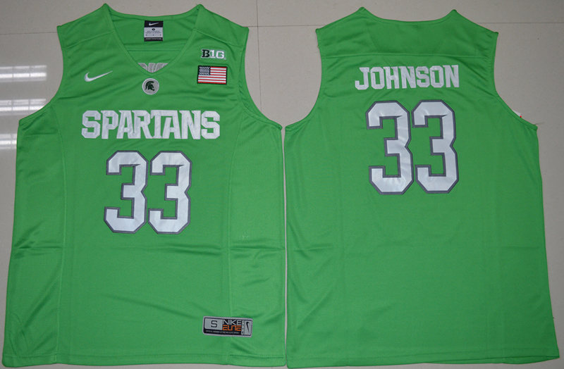 Michigan State Spartans 33 Magic Johnson Apple Green College Basketball Jersey