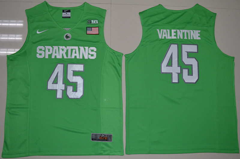 Michigan State Spartans 45 Denzel Valentine Apple Green College Basketball Jersey