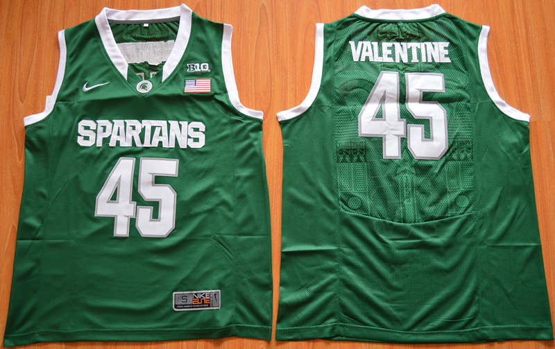 Michigan State Spartans 45 Denzel Valentine Green College Basketball Jersey