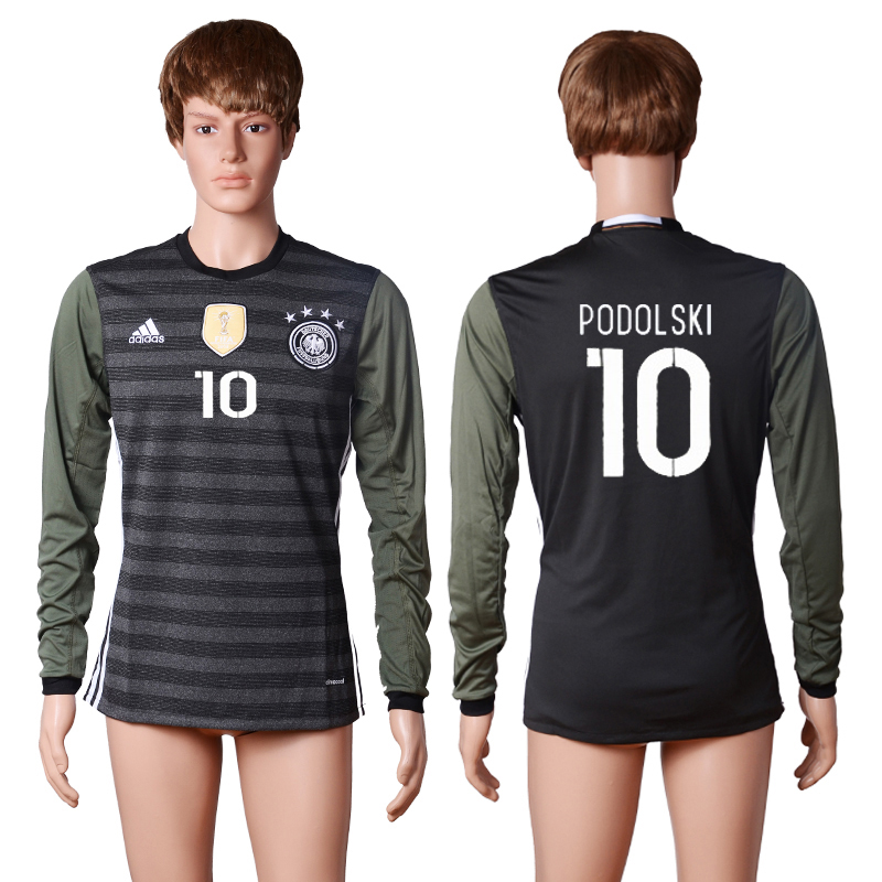 Germany 10 PODOLSKI Away Long Sleeve Thailand Soccer Jersey