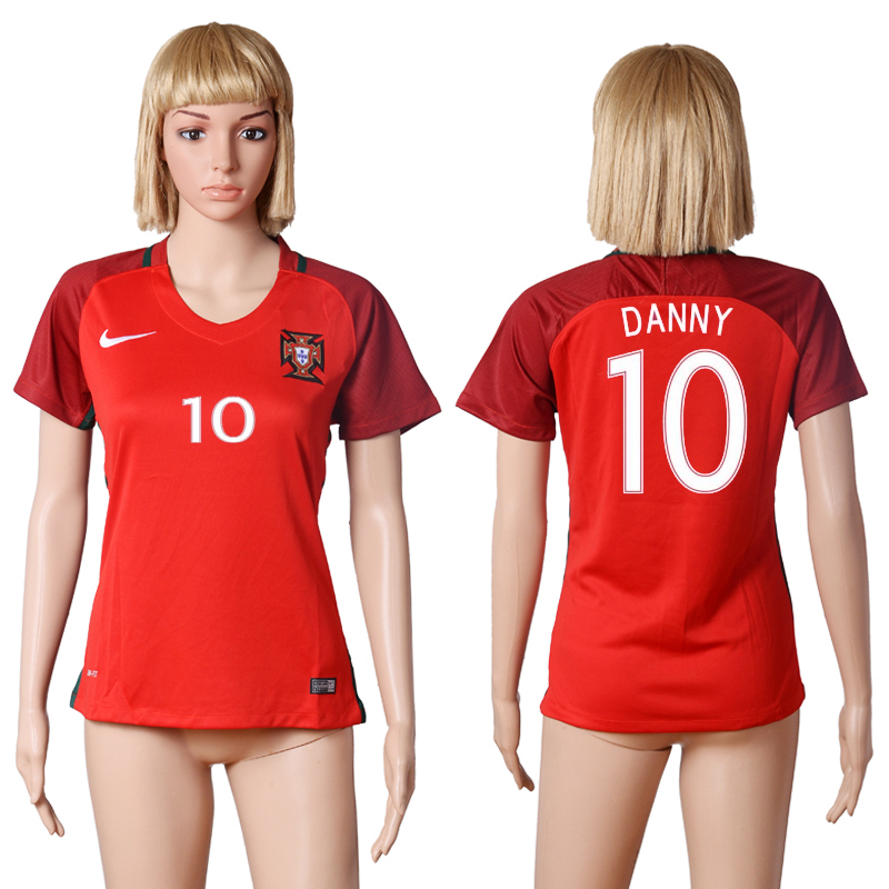 Portugal 10 DANNY Home UEFA Euro 2016 Women Soccer Jersey