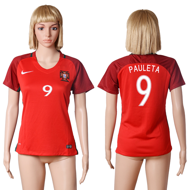 Portugal 9 PAULETA Home UEFA Euro 2016 Women Soccer Jersey