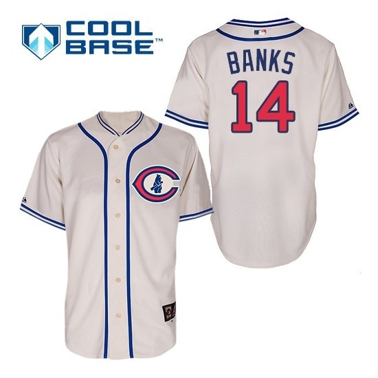 Cubs 14 Ernie Banks Cream 1929 Turn Back The Clock Cool Base Jersey